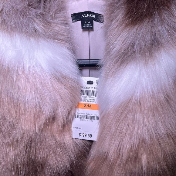 Women's Small/Medium, Beige, Alfani Faux-Fur Collar Belted Coat - Picture 4 of 5